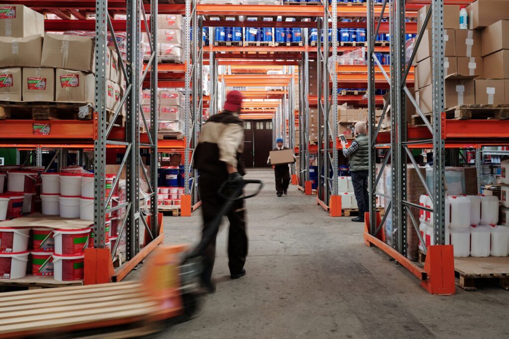 Warehouse operations team managing wholesale inventory